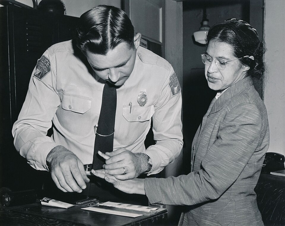 Rosa Parks being fingerprinted, Montgomery, 1956